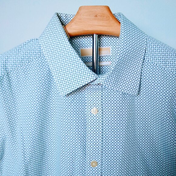 MICHAEL KORS MEN'S BLUE SLIM FIT SHIRT - Picture 4 of 13